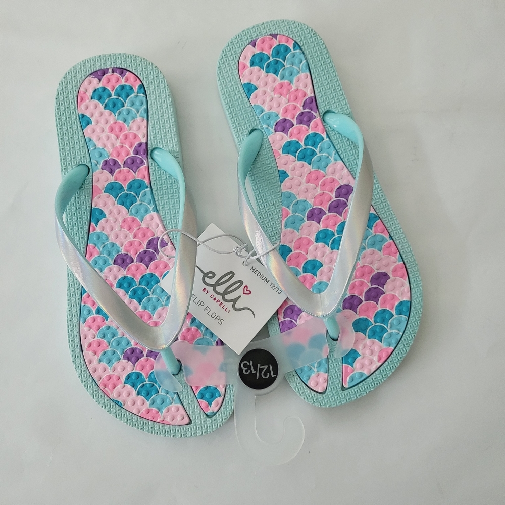 New 12/13 mermaid scales flip flops